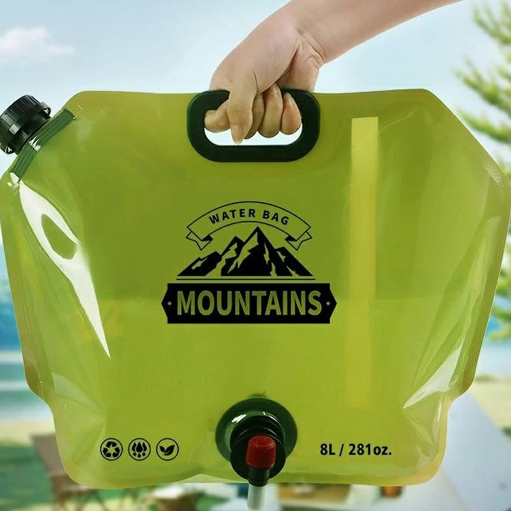Portable Water Container 8L Large Capacity Collapsible Water Carrier for Camping Hiking (BPA Free, No FDA) - Army Green - 6