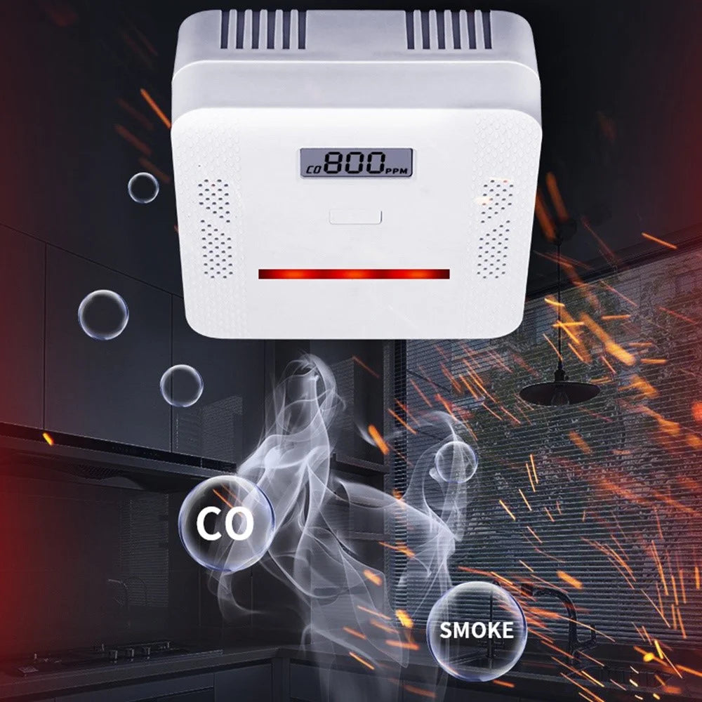 XY-S510COM Carbon Monoxide Alarm Detector 2 in 1 CO / Smoke Alarm Detector Battery-Operated Alerter with LCD Display for Home School Office (Battery not Included) - 4