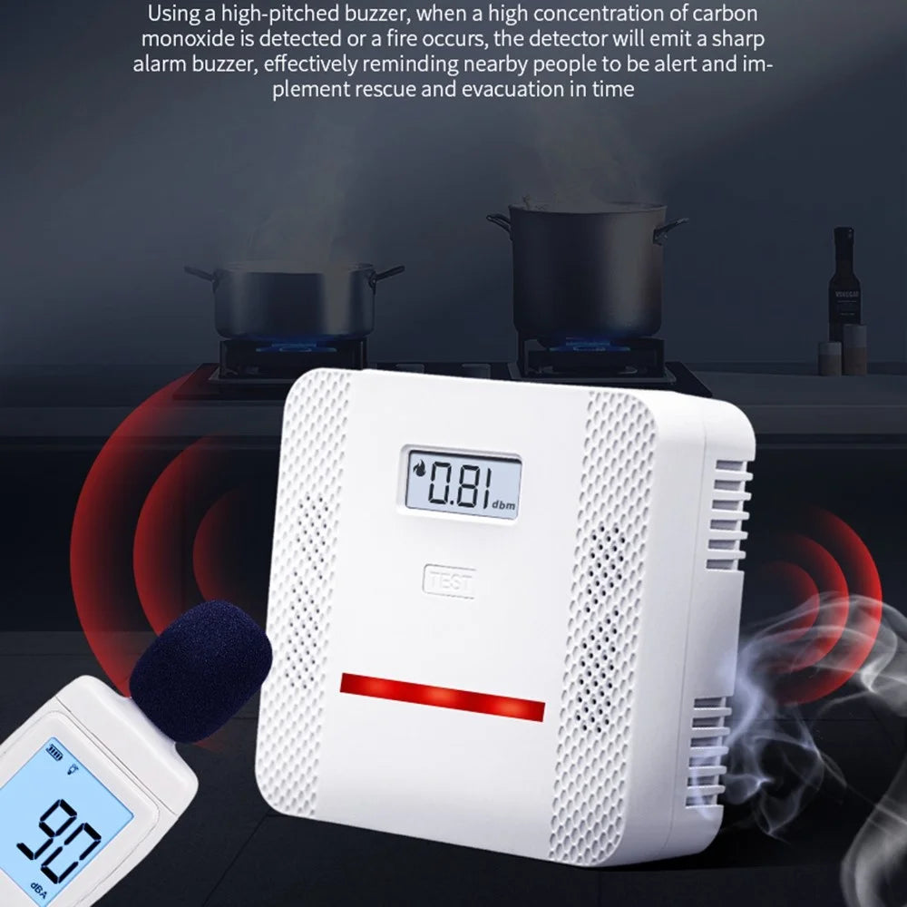 XY-S510COM Carbon Monoxide Alarm Detector 2 in 1 CO / Smoke Alarm Detector Battery-Operated Alerter with LCD Display for Home School Office (Battery not Included) - 5
