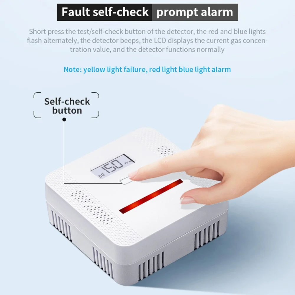XY-S510COM Carbon Monoxide Alarm Detector 2 in 1 CO / Smoke Alarm Detector Battery-Operated Alerter with LCD Display for Home School Office (Battery not Included) - 7