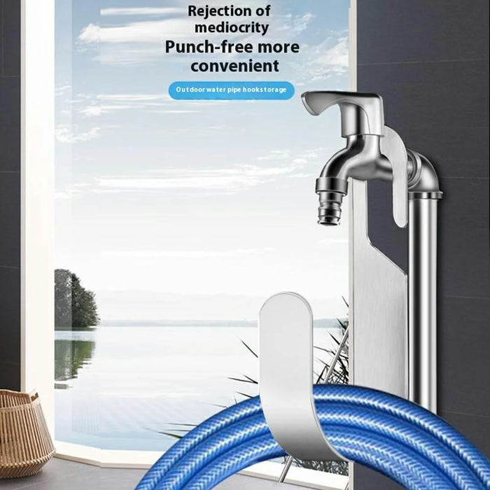 Garden Hose Holder 304 Stainless Steel Wall Mount Water Hose Hanger for Outdoor Yard Car Wash Faucet Storage Rack - 2