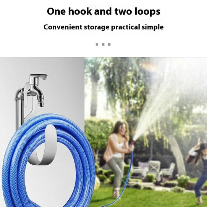 Garden Hose Holder 304 Stainless Steel Wall Mount Water Hose Hanger for Outdoor Yard Car Wash Faucet Storage Rack - 4