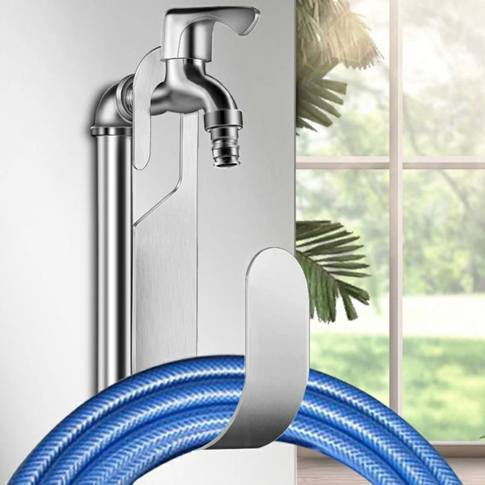 Garden Hose Holder 304 Stainless Steel Wall Mount Water Hose Hanger for Outdoor Yard Car Wash Faucet Storage Rack - 6