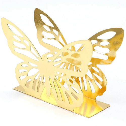 Hollow Butterfly Napkin Holder Restaurant Hotel Cafe Bar Table Decorative Iron Tissue Dispenser - Gold - 1