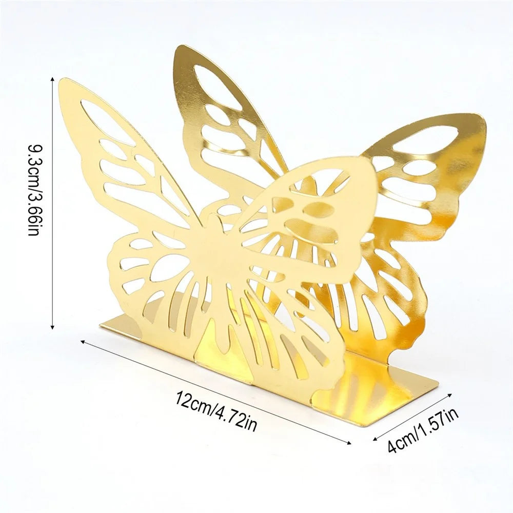 Hollow Butterfly Napkin Holder Restaurant Hotel Cafe Bar Table Decorative Iron Tissue Dispenser - Gold - 5