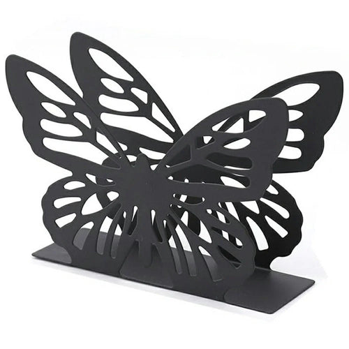 Hollow Butterfly Napkin Holder Restaurant Hotel Cafe Bar Table Decorative Iron Tissue Dispenser - Black - 1