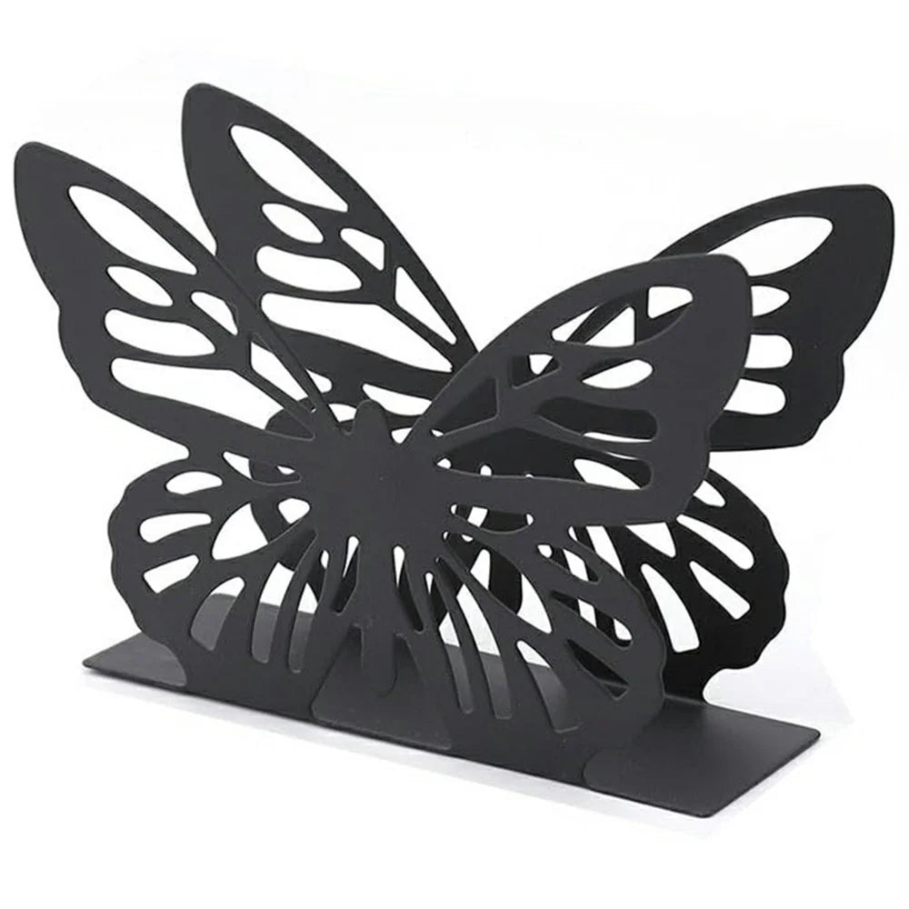 Hollow Butterfly Napkin Holder Restaurant Hotel Cafe Bar Table Decorative Iron Tissue Dispenser - Black - 1