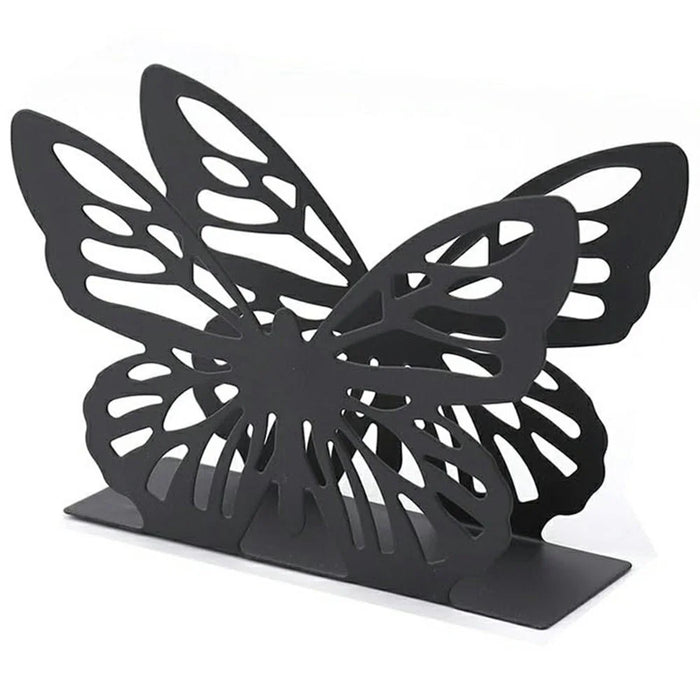 Hollow Butterfly Napkin Holder Restaurant Hotel Cafe Bar Table Decorative Iron Tissue Dispenser - Black - 1