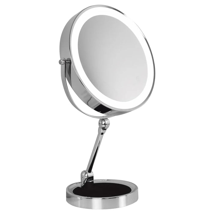 8 Inch Folding Makeup Mirror 7X Magnification Touch Control LED Light Double-Sided Vanity Mirror - Silver - 1