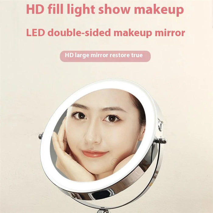 8 Inch Folding Makeup Mirror 7X Magnification Touch Control LED Light Double-Sided Vanity Mirror - Silver - 3