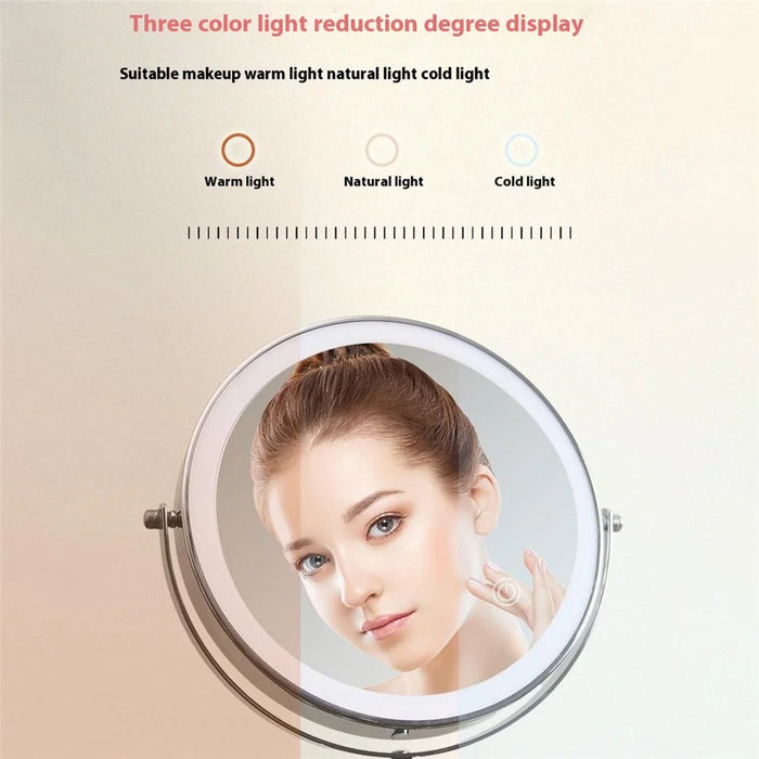 8 Inch Folding Makeup Mirror 7X Magnification Touch Control LED Light Double-Sided Vanity Mirror - Silver - 5