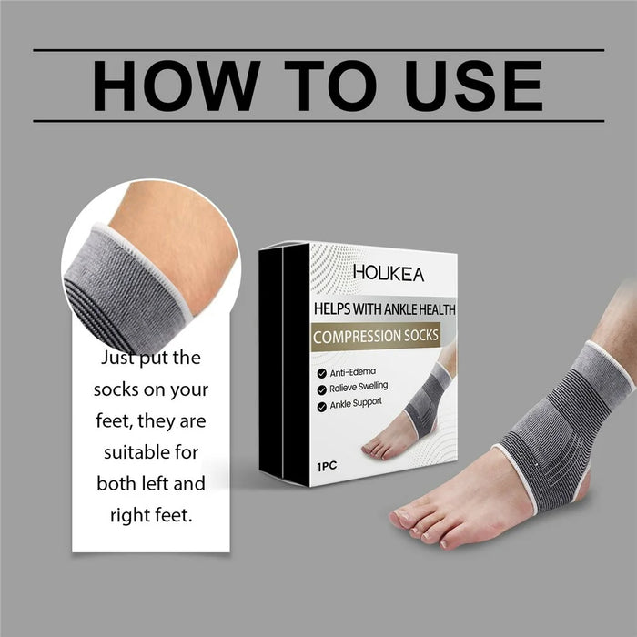 HOUKEA HK-B05-0048-01 1Pc Foot Care Socks Compression Support for Circulation Improvement / Ankle Protection - 6