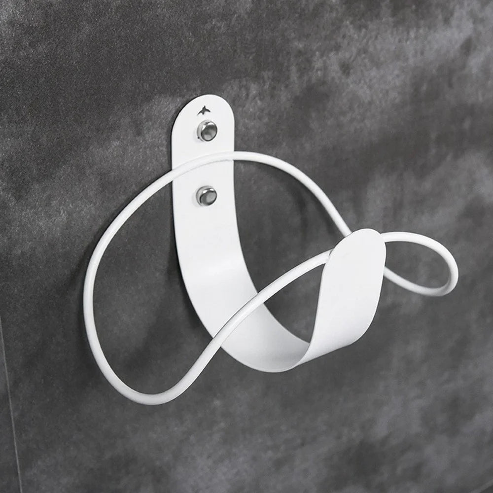Round Wire Design Garden Hose Holder Wall Mount Metal Hose Hanger Outdoor Hose Storage Rack - White - 6