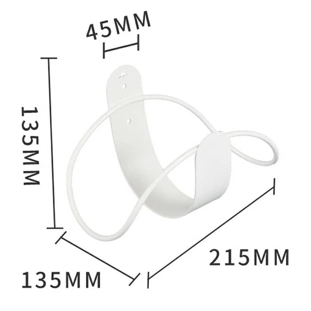 Round Wire Design Garden Hose Holder Wall Mount Metal Hose Hanger Outdoor Hose Storage Rack - White - 7