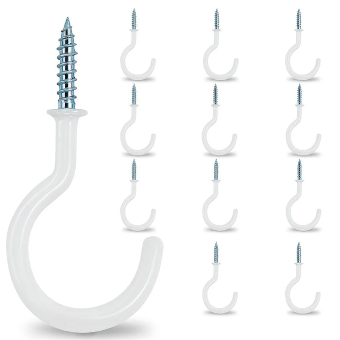 12Pcs PVC Coated Steel Core Screw Hooks Flower Baskets Rope Cup Holder Hanging Hooks - 1