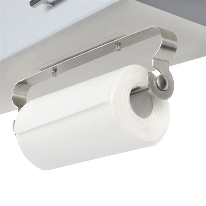 Stainless Steel Paper Towel Holder Kitchen Bathroom Roll Paper Dispenser No Drilling Tissue Hanging Rack - 2