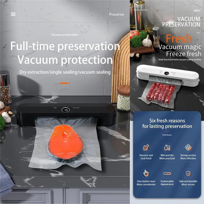 Vacuum Sealer Dry Wet Food Preservation Automatic Packaging Machine with 10 Vacuum Bags (BPA Free, FDA Approved) - EU Plug - 2