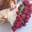 80cm Diameter 50 Flowers Round Blanket Soft Yarn Crochet 3D Floral Bouquet Blanket - Roman Red Rose + White Blanket - 3