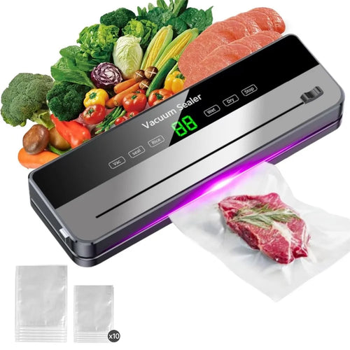 Vacuum Sealer Dry Wet Food Storage Sealing Machine with Built-In Cutter + 30 Textured Bags - EU Plug - 1
