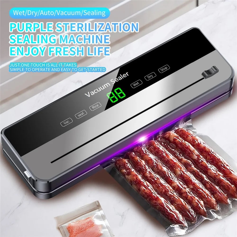 Vacuum Sealer Dry Wet Food Storage Sealing Machine with Built-In Cutter + 30 Textured Bags - EU Plug - 2