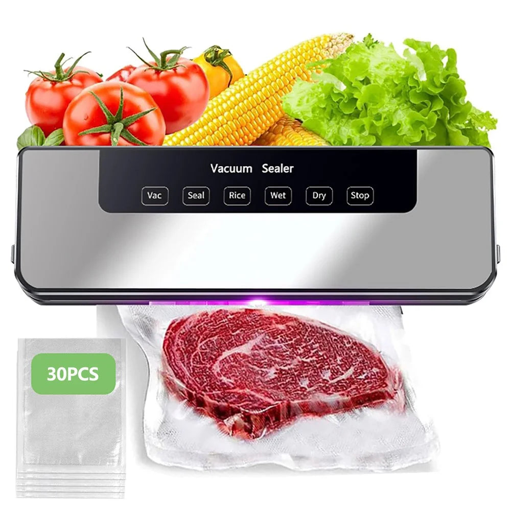Automatic Vacuum Sealer Home Kitchen Food Saver Sealing Machine with 30 Textured Bags - EU Plug - 1