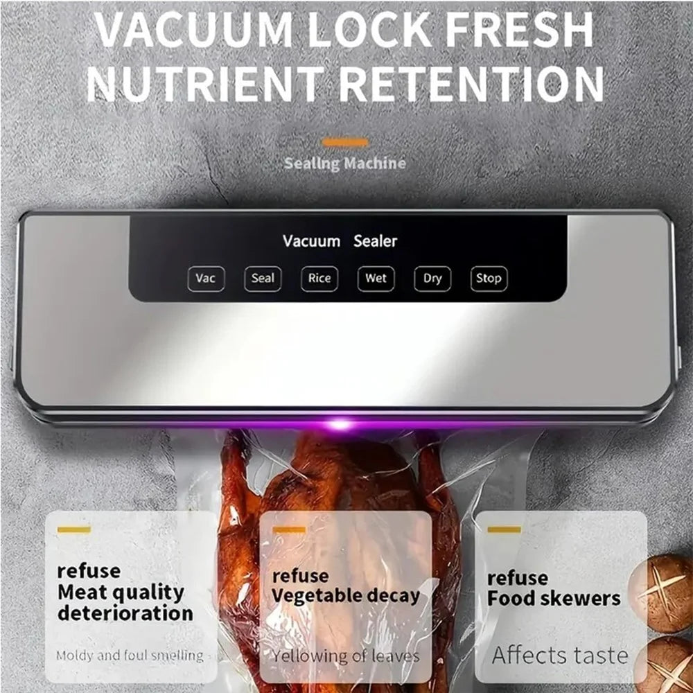 Automatic Vacuum Sealer Home Kitchen Food Saver Sealing Machine with 30 Textured Bags - EU Plug - 3