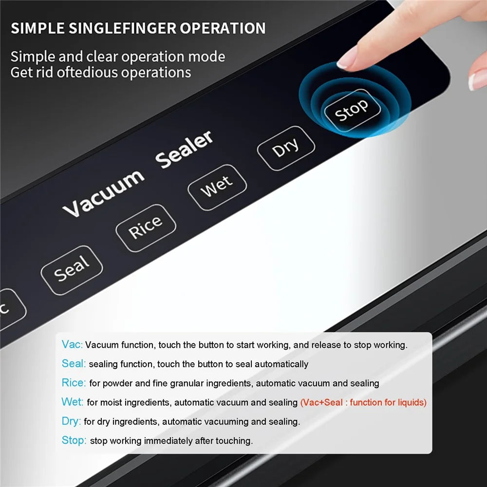 Automatic Vacuum Sealer Home Kitchen Food Saver Sealing Machine with 30 Textured Bags - EU Plug - 7