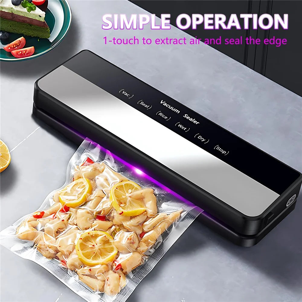 Home Kitchen Automatic Vacuum Sealer Dry Wet Food Packaging Machine with 30 Textured Bags - EU Plug - 3
