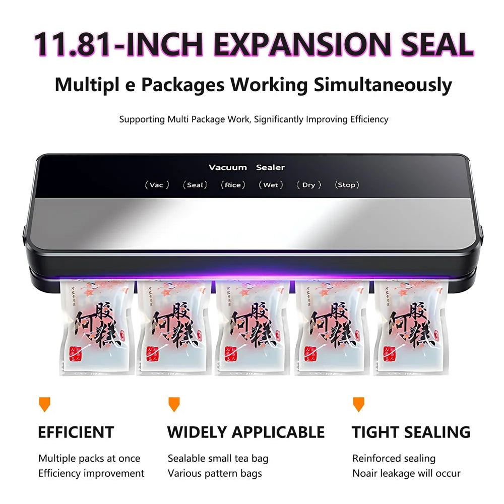 Home Kitchen Automatic Vacuum Sealer Dry Wet Food Packaging Machine with 30 Textured Bags - EU Plug - 4