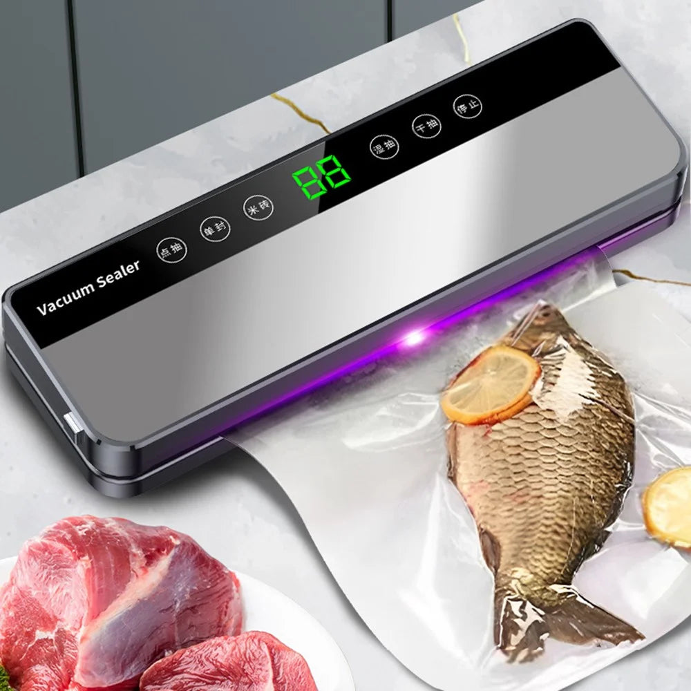 Stainless Steel Automatic Vacuum Food Sealer Machine with 30 Textured Bags - EU Plug - 2