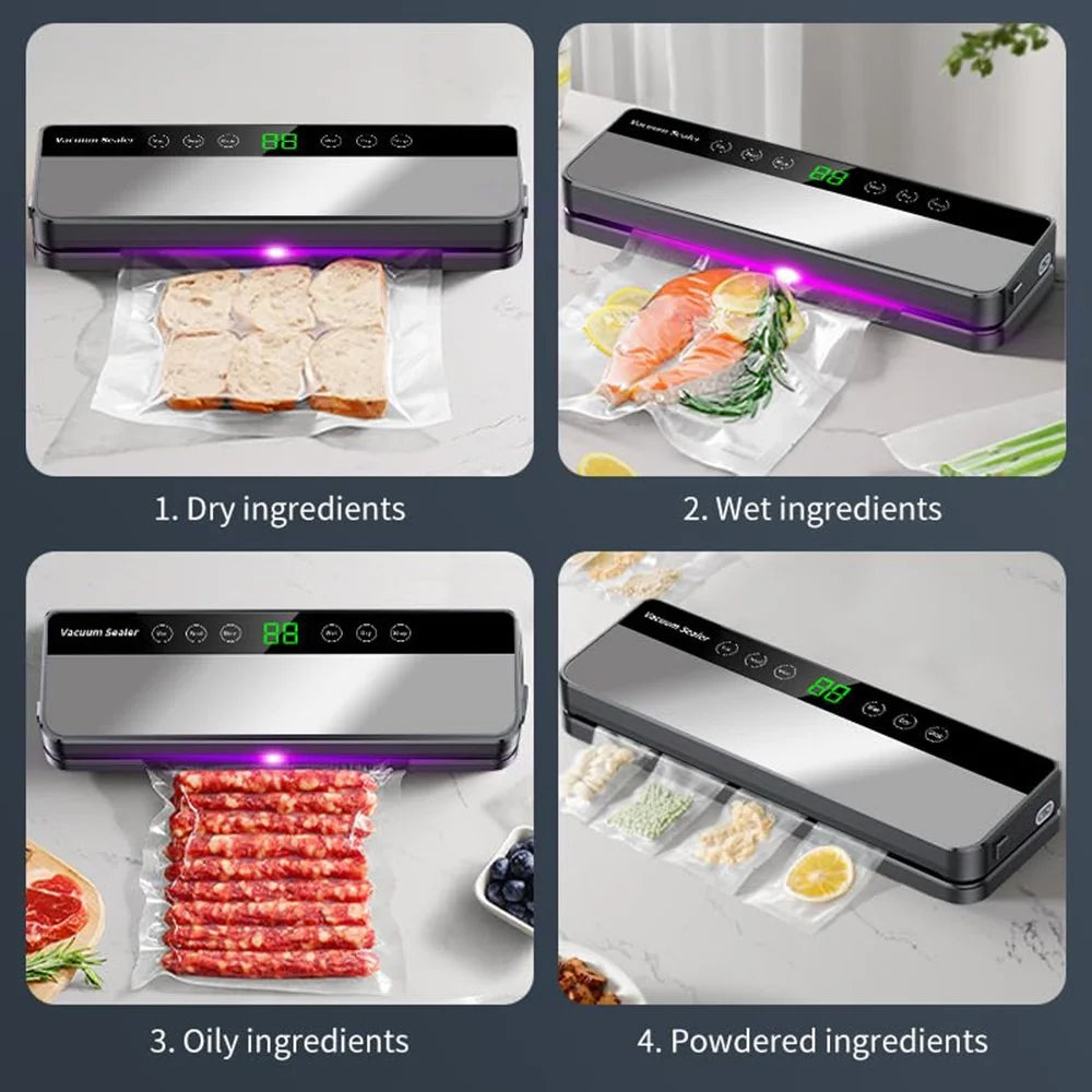 Stainless Steel Automatic Vacuum Food Sealer Machine with 30 Textured Bags - EU Plug - 4