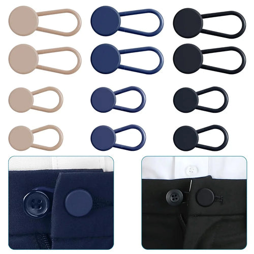 12Pcs / Set Button Extender for Jeans Free Sewing Silicone + Plastic Waist Extenders with Button - 1
