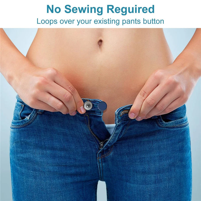 12Pcs / Set Button Extender for Jeans Free Sewing Silicone + Plastic Waist Extenders with Button - 3