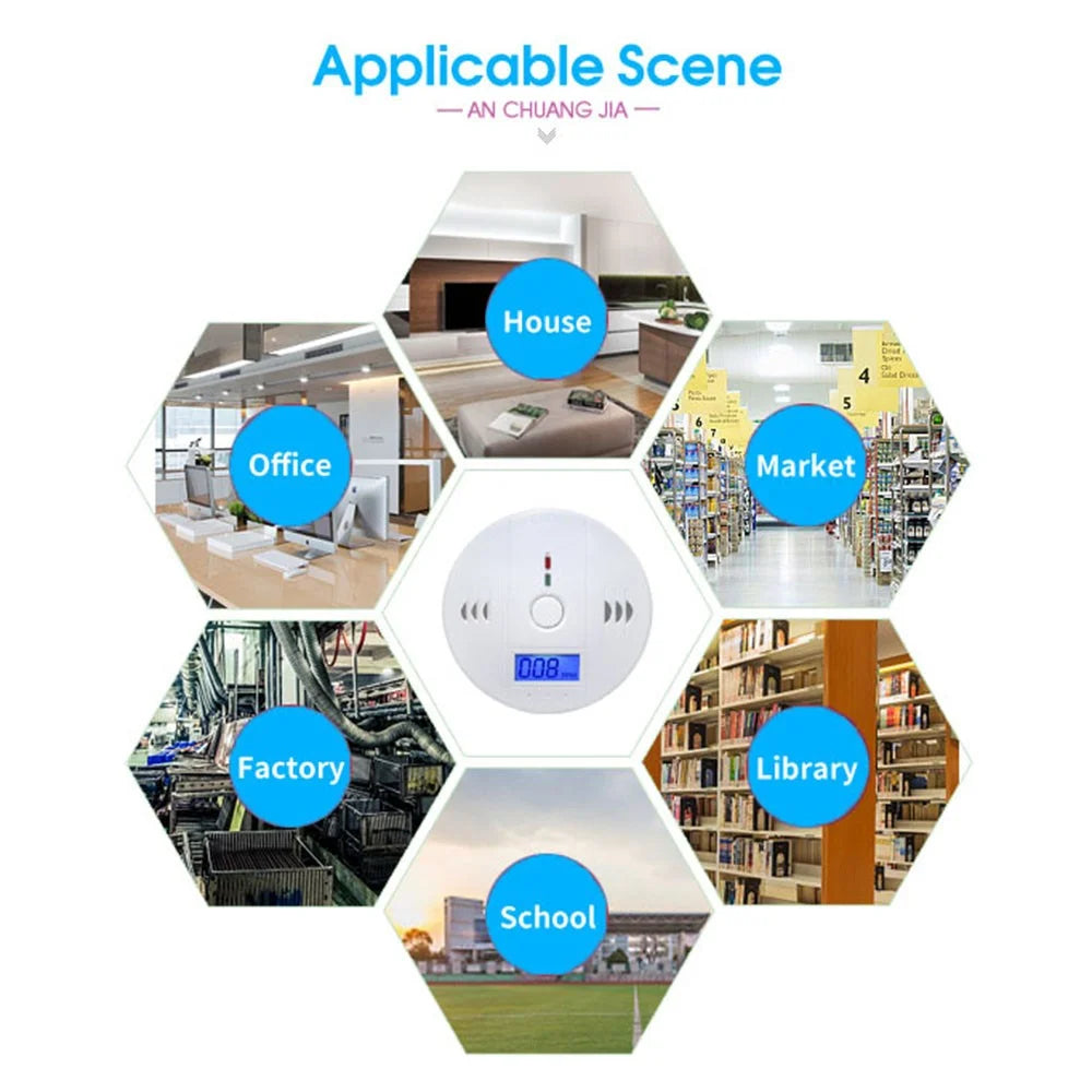 XY-602 Accurate Carbon Monoxide Detector Battery Powered CO Poisonous Toxic Gas Sensor Monitor with LCD Display Easy to Read (English Version) - 6
