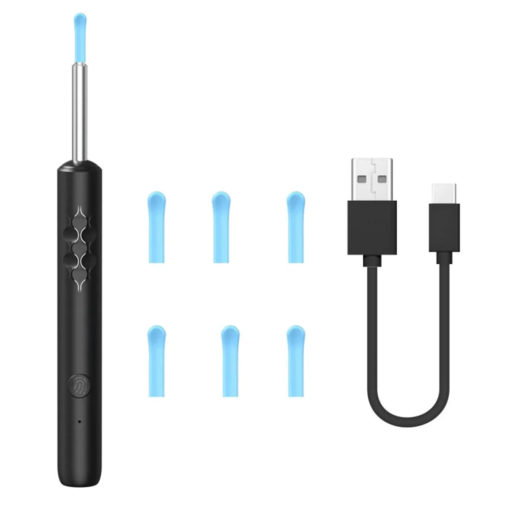 Smart HD WiFi App Connecting Visual Ear Pick Set Metal Integrated Ear Spoon, Standard Version - Black - 1