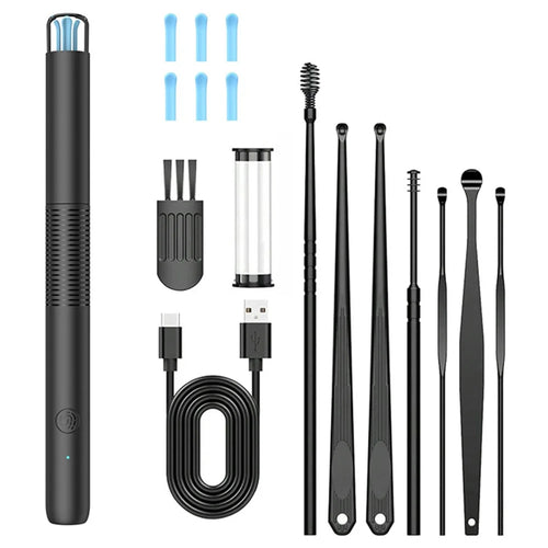 WiFi Visual Ear Cleaning Endoscope Earpick with LED Light Ear Wax Removal Tool with 8 Accessories - Black - 1