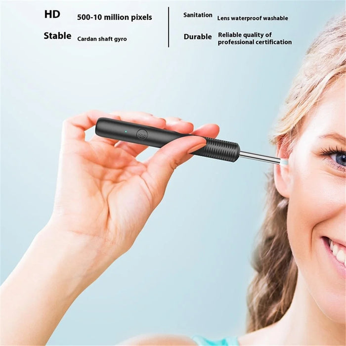 WiFi Visual Ear Cleaning Endoscope Earpick with LED Light Ear Wax Removal Tool with 7 Accessories - Black - 2