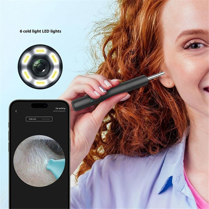 WiFi Visual Ear Cleaning Endoscope Earpick with LED Light Ear Wax Removal Tool with 7 Accessories - Black - 4