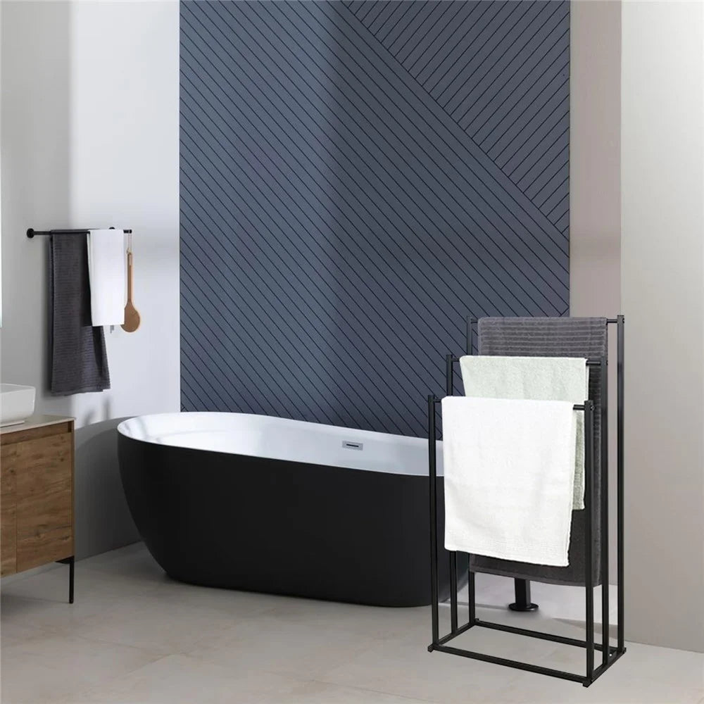 Space Saving Standing Towel Rack 3 Bars Carbon Steel Storage Stand for Bathroom Bedroom Balcony - 6