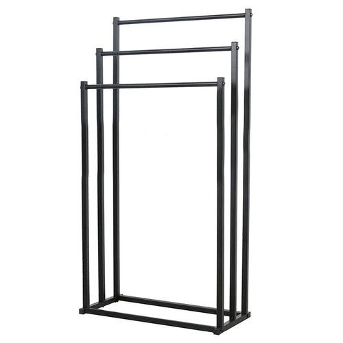 3-Tier Standing Towel Rack Bathroom Metal Towel Storage Organizer Stand - Black - 1