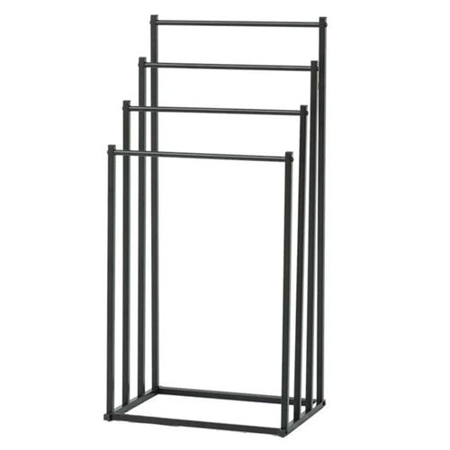 Standing Towel Rack Carbon Steel 4 Tier Hanging Rail Bathroom Balcony Storage Organizer - 1