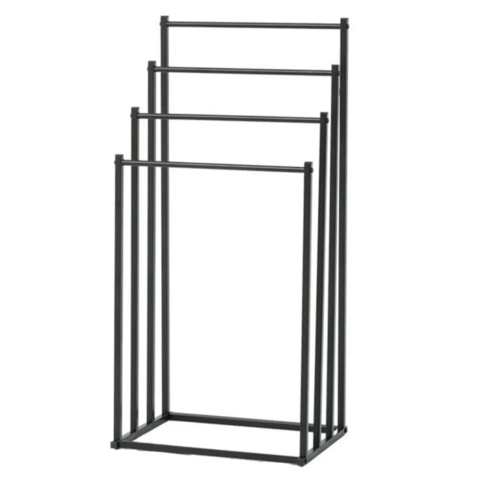 Standing Towel Rack Carbon Steel 4 Tier Hanging Rail Bathroom Balcony Storage Organizer - 1