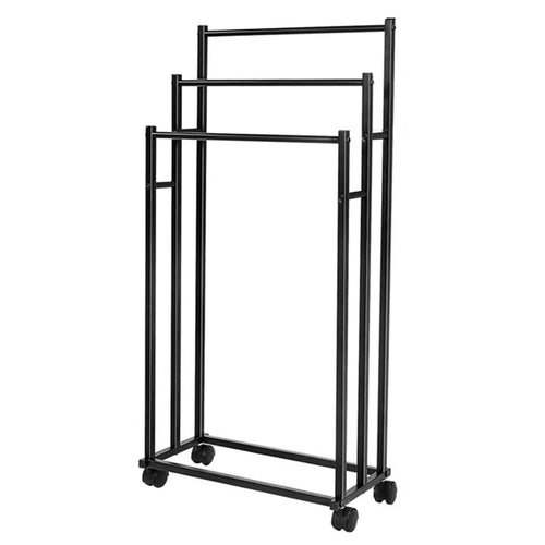 Carbon Steel Movable Towel Hanging Rack Storage Shelf Floor Standing Bathroom Towel Organizer - 1