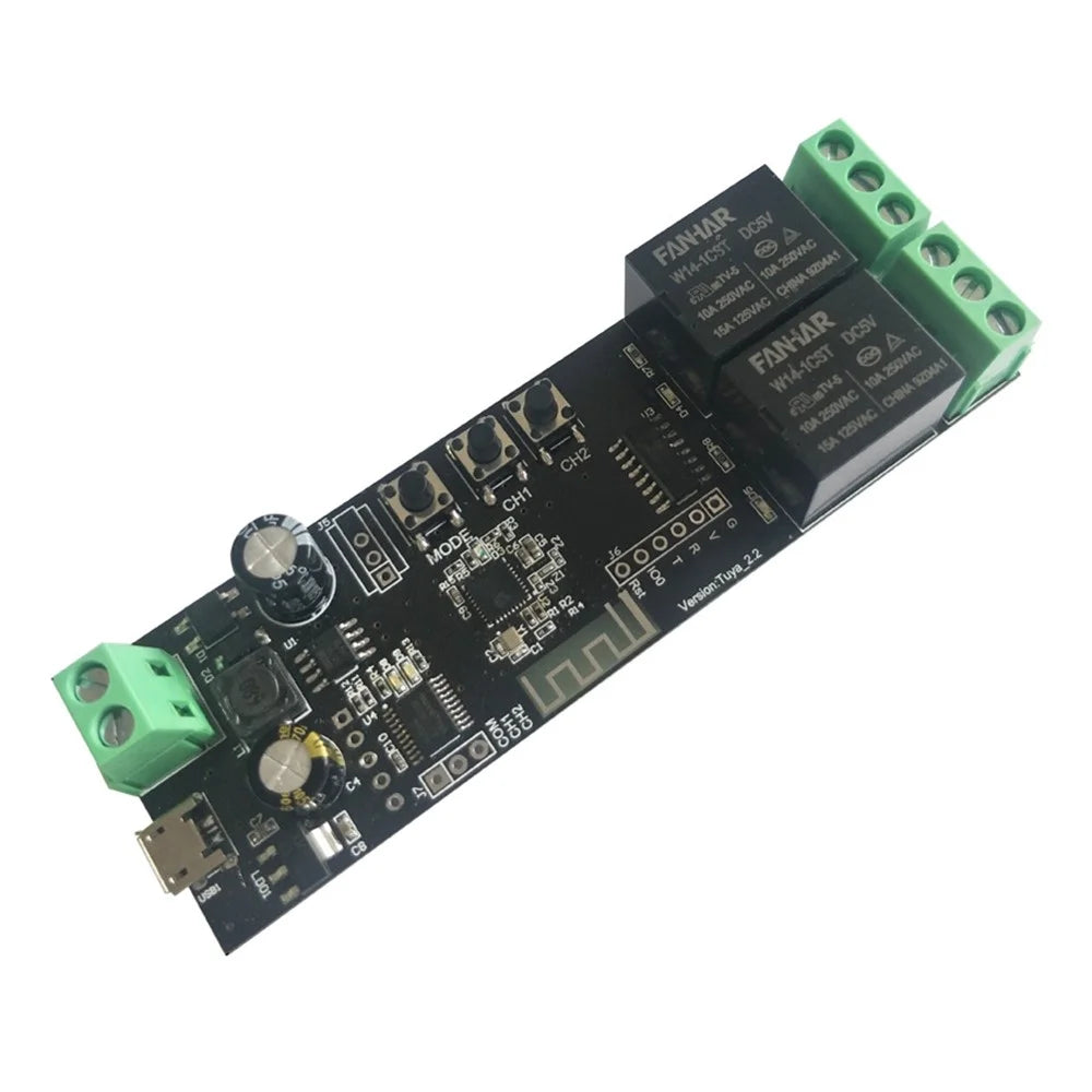 TY-DIY02 TUYA 2-Channel WiFi Smart Switch Relay Module Timing Function App Voice Remote Control for Amazon Alexa Google Assistant - 1