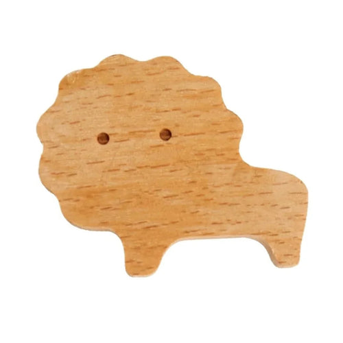 Cute Wooden Drawer Pulls Kids Room Closet Cabinet Cartoon Pattern Handles Decorative Hooks - Lion  /  M6 Nut - 1