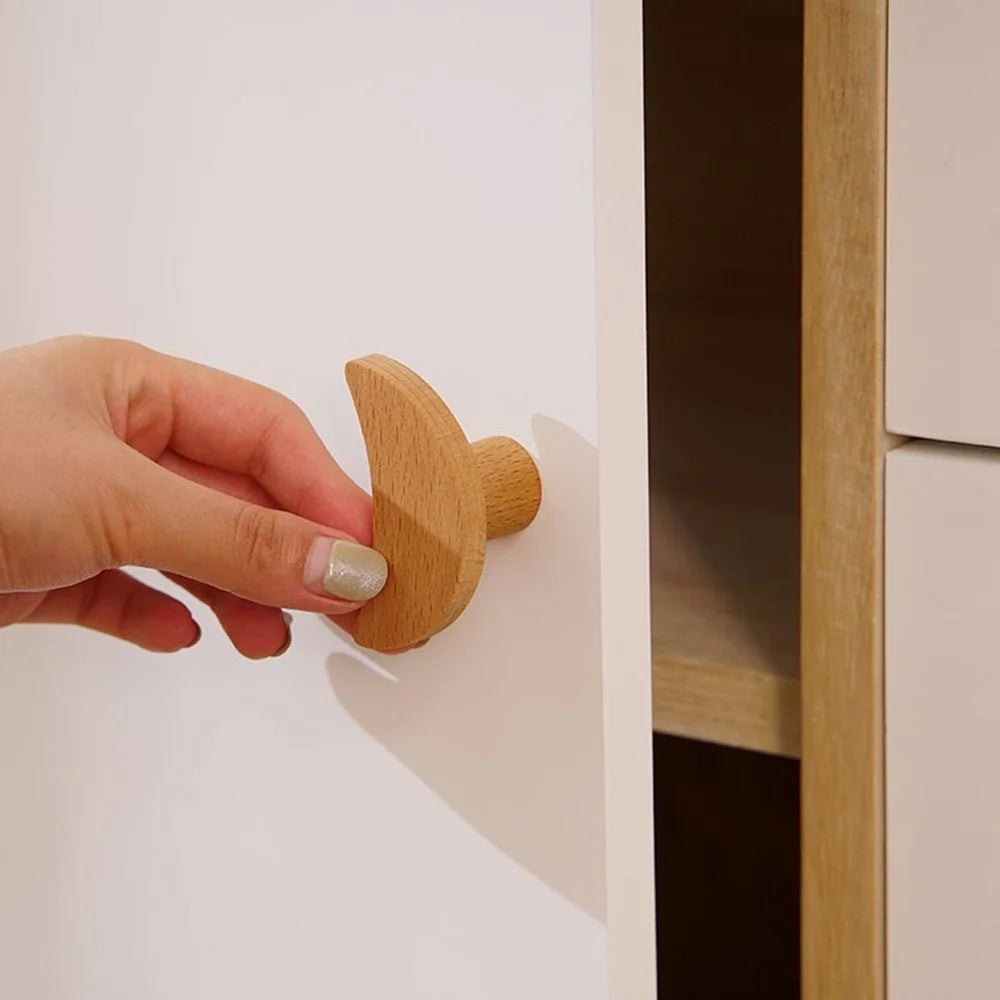 Cute Wooden Drawer Pulls Kids Room Closet Cabinet Cartoon Pattern Handles Decorative Hooks - Lion  /  M6 Nut - 2