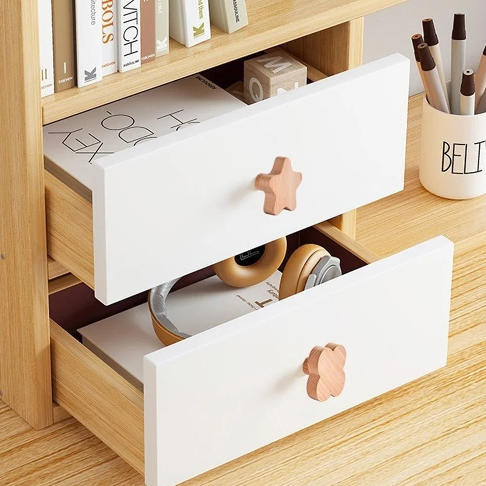 Cute Wooden Drawer Pulls Kids Room Closet Cabinet Cartoon Pattern Handles Decorative Hooks - Lion  /  M6 Nut - 3