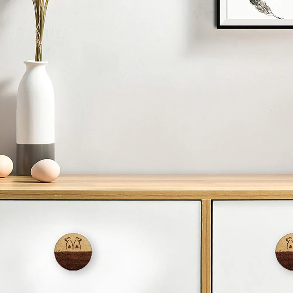 Creative Round Emoji Drawer Pull Handle Wooden Coat Hanging Hook for Furniture Wardrobe Cabinet - Big Eyes - 4