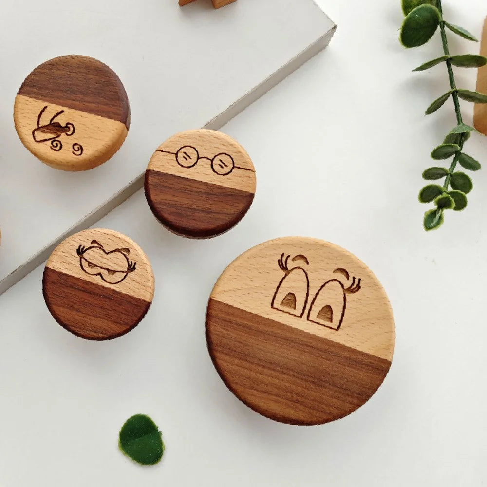 Creative Round Emoji Drawer Pull Handle Wooden Coat Hanging Hook for Furniture Wardrobe Cabinet - Big Eyes - 7