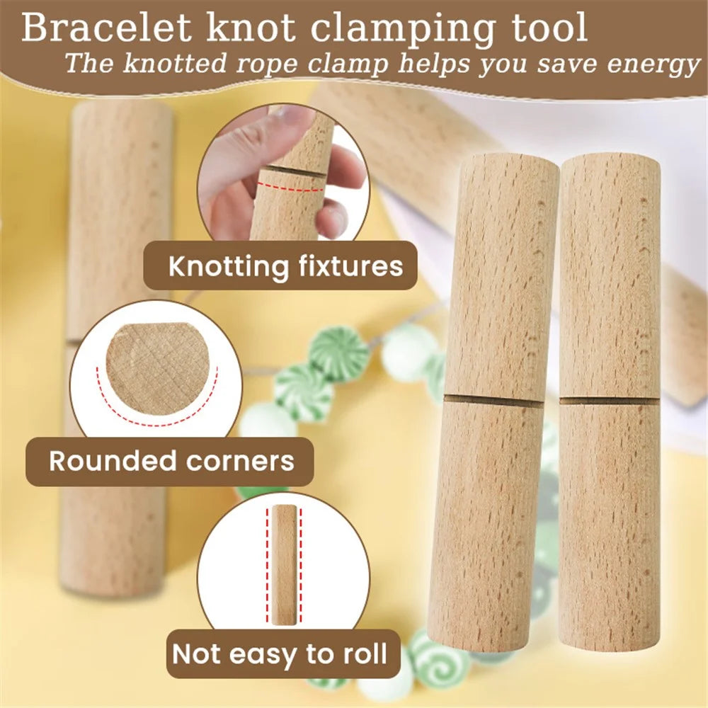 1 Pair Wooden Handle Knot Tightening Tool for Silicone Bead Bracelets Jewelry Making Craft - 5